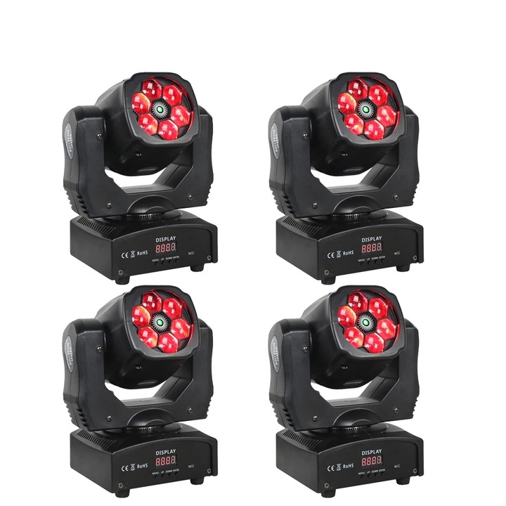 Echipament de iluminat Shehds, 6x15w RGBW, control DMX, set 4 buc., 30x25.5x20cm, 3.2kg