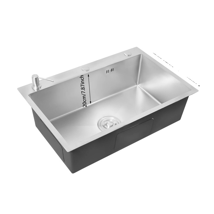 Chiuveta bucatarie, inox, design modern, argintie, 3 gauri, 110mm x 150ml