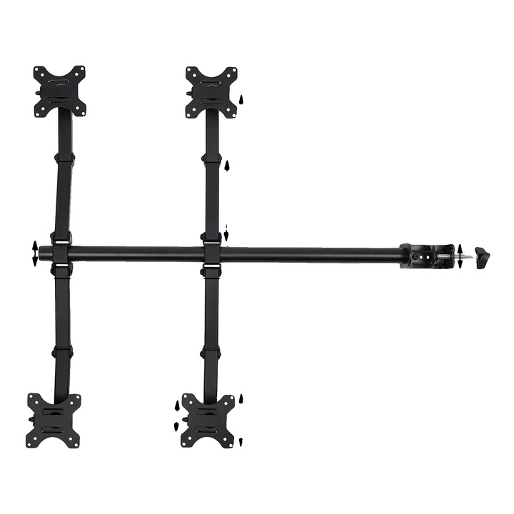 Suport birou pentru 4 monitoare, ajustabil, negru, 10-27 inch, constructie robusta