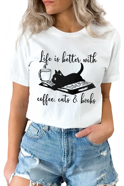 Tricou Coffee, Cats, Books 4218