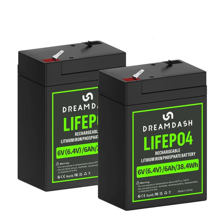 Комплект батерии LiFePO4 6.4V 6.0Ah, вградена защита, 2 бр.