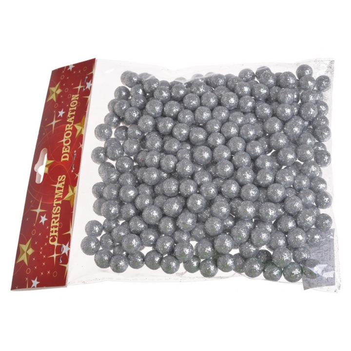 Globuri de Craciun, Canea, set 1,2cm, argintii