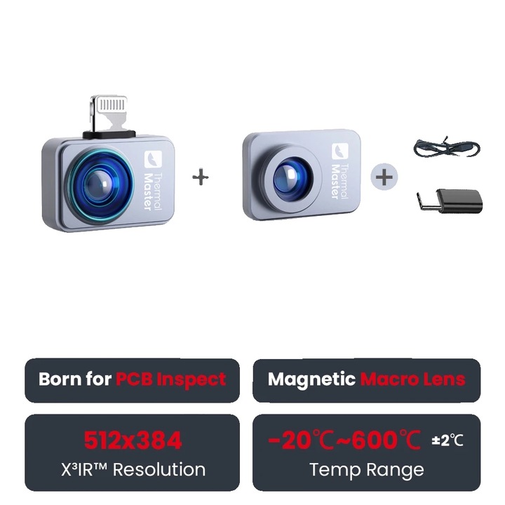 Camera termica, 256x192 pixeli, -20C la 600C, zoom 15X, aplicatie Temp Master