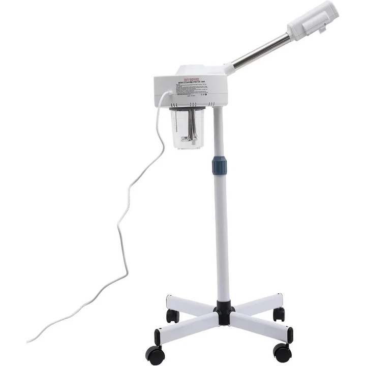 Aparat de aburi facial, 360 rotatii, curatare profunda, alb, 800W, capacitate bol de apa 750ml