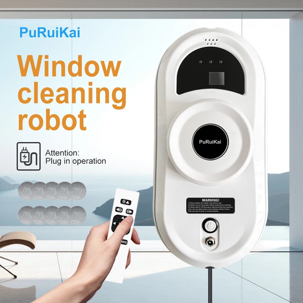 Set robot de curatat geamuri, detectie inteligenta a marginilor, metoda eficienta de curatare, cu accesorii