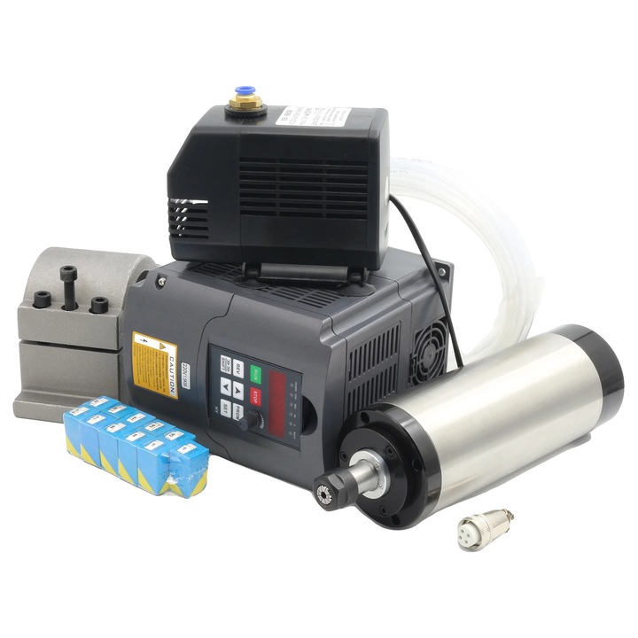 Motor Spindle CNC, Racire cu apa, Dimensiune 80x198mm, 10-24000 RPM, 220V