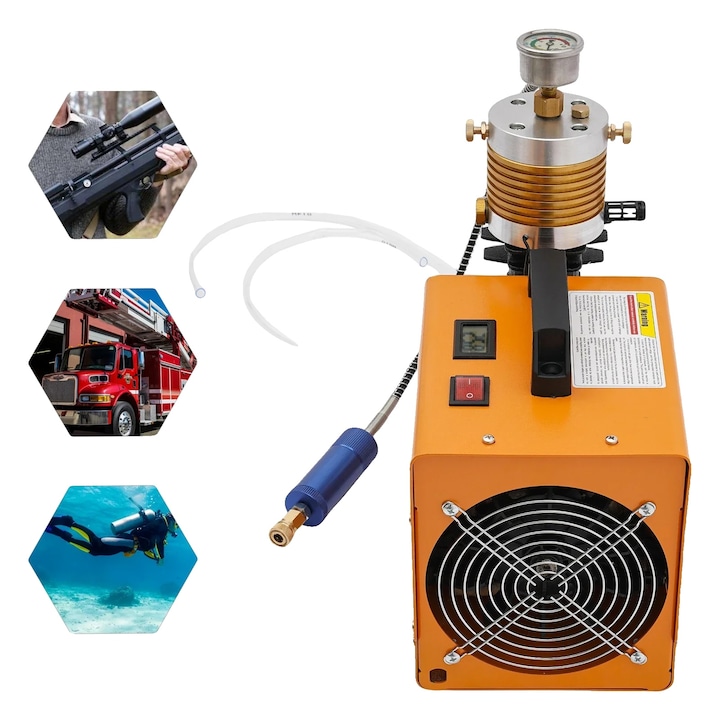 Compresor de aer, 30 MPa, 26.4 galoane/min, racire cu apa, design portabil