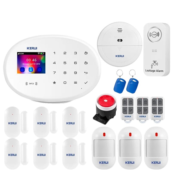 Kit de alarma wireless, KIT 7, senzor de usa/fereastra si detector de miscare, 2.4 inch, multicolor