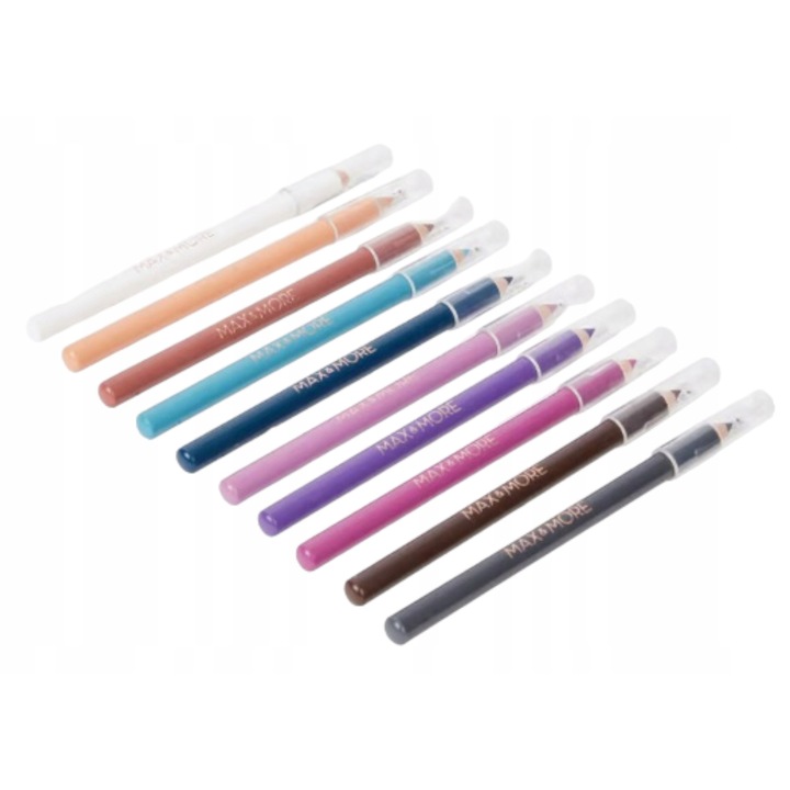 Creion de machiaj, CARDSPLITTER, set 10 culori mate, nuante nude si vibrante, pentru ochi si buze