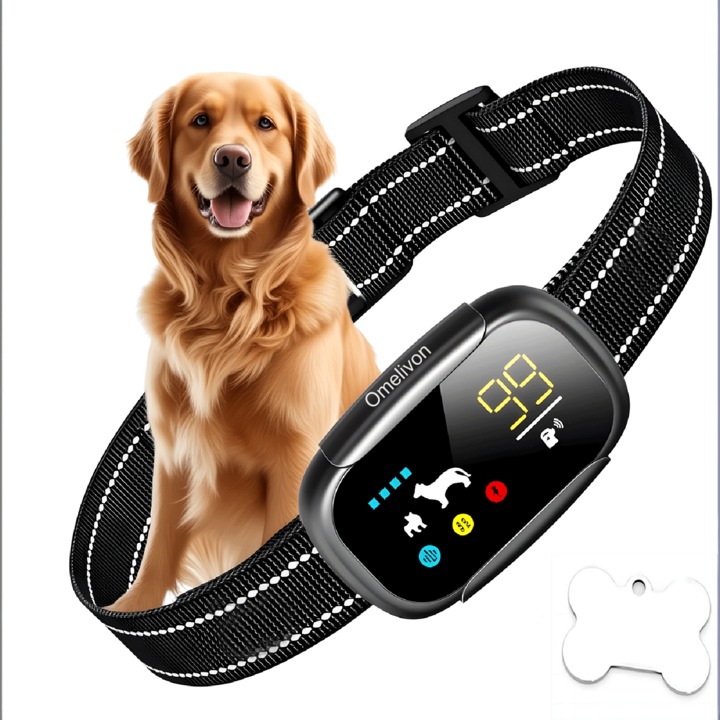 Zgarda anti-latrat pentru caini, zgarda anti-latrat pentru caini de talie mare, medie, mica, 2.2-68KG, reincarcabila, zgarda de dresaj anti-latrat cu 5 sensibilitati reglabile, dispozitive anti-latrat impermeabile IP67