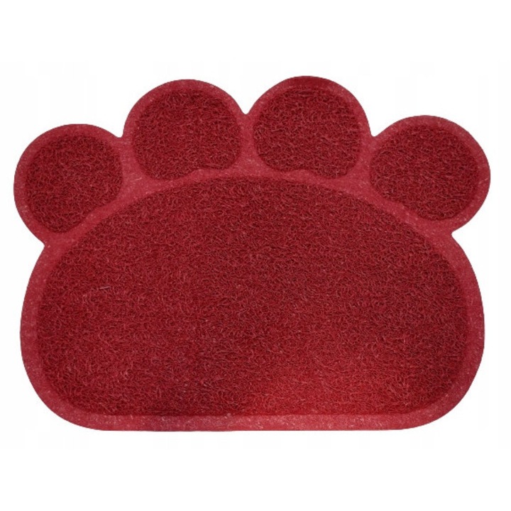 Covor antiderapant pentru boluri animale, Beasty, 30x40cm, rosu, material poliester