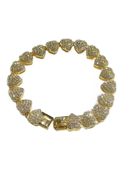 Bratara dama, cu diamante artificiale, design elegant, rezistent la apa, auriu