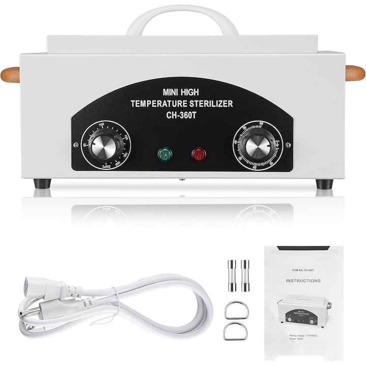 Sterilizator la temperatura inalta Autoclave 110V 300W Sterilizator pentru instrumente de manichiura Sterilizator cu caldura uscata Instrument dentar 1, 5L Echipament de salon pentru instrumente metalice cu maner