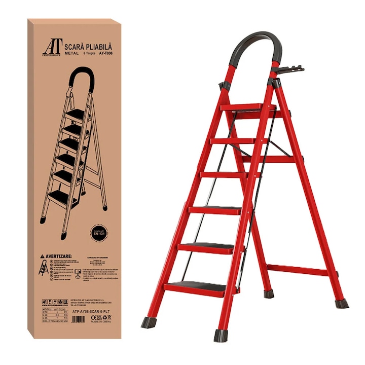 Scara pliabila metalica At Performance, cu structura solida 6 trepte