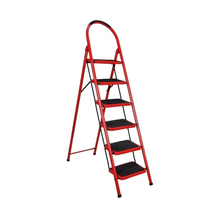 Сгъваема метална стълба At Performance, със здрава конструкция, 6 стъпала