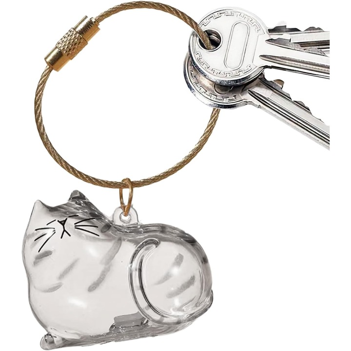 Pandantiv comemorativ cu capsula din par de pisica, sticla pentru depozitarea parului de pisica, breloc, transparent