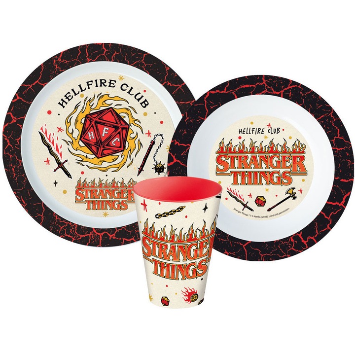 Set de vesela Stranger Things 22 cm, 260 ml Plastic Set