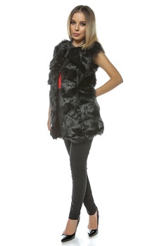 Vesta lunga de blana Frozen, dama, Negru Vesta lunga de blana Frozen, dama, Negru