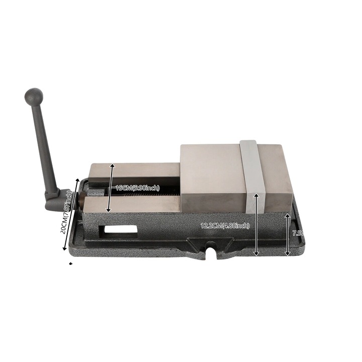 Menghina cu clema ajustabila, neagra, 160mm x 45mm, precizie inalta, constructie din fonta