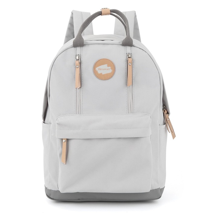 Rucsac Urban, Himawari, Okta, 40x28x15 cm, gri Deschis, gri, Bej, Material Poliester, Potrivit Pentru A4, Laptop, Rezistent La Apa, Bretele Ajustabile