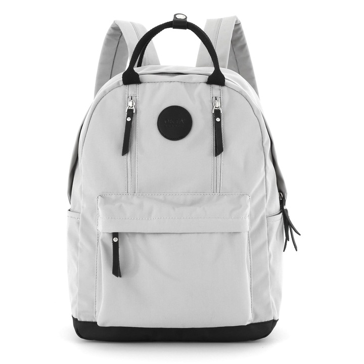 Rucsac Urban, Himawari, Okta, 40x28x15 cm, gri/Negru, Material Poliester, Potrivit Pentru A4, Laptop, Inchidere Fermoar, Rezistent La Apa