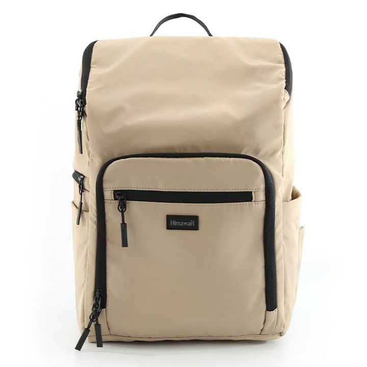 Rucsac Mare, Himawari, 38x28x17 cm, Bej, Nylon, Ergonomic, Multifunctional, Termoizolant, Rezistent La Apa, Materiale De Inalta Calitate