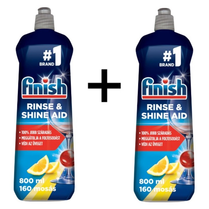 Препарат за изплакване на съдомиялна Finish, аромат на лимон, 2 x 160 пранета, 2 x 800 мл