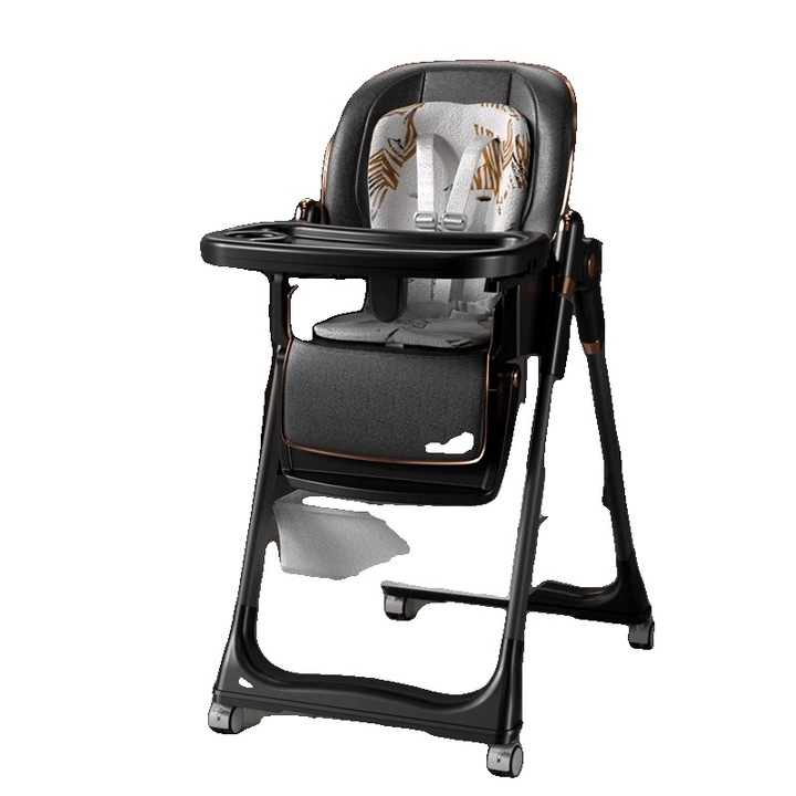Scaun de masa pentru bebelusi, design 3 in 1, inaltime ajustabila, negru, 8122