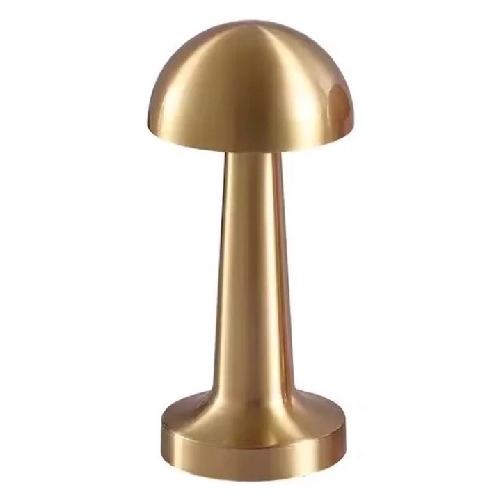 Veioza LED portabila pentru ambianta, Aprindere prin atingere, Reincarcabila USB-C, Acumulator, Autonomie 5h, 3 culori de lumina, Intensitate reglabila fara trepte cu touch, gold