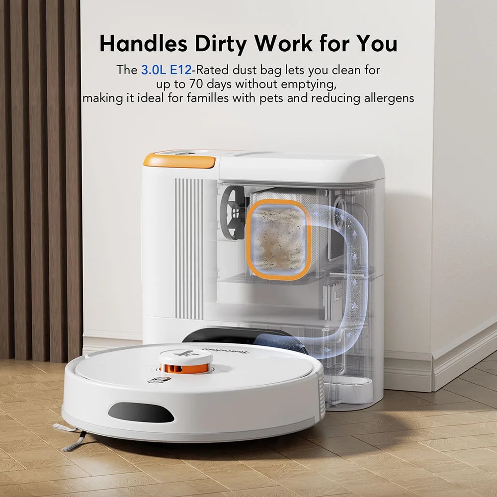 Aspirator robot Teendow D20S MAX, putere aspirare 6000Pa, capacitate 3L, navigare LiDAR, design compact