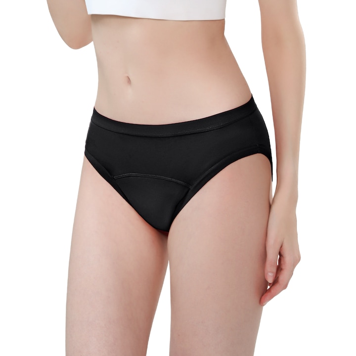 Chiloti menstruali Carer, absorbtie mare, bumbac, negru, 2XL