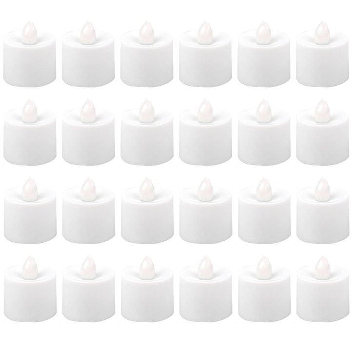 AYSTOAYS 24 darab elemes LED gyertya készlet, lángszimulációval, füstmentes viasz, kandallók, asztalok, bárok és esküvői dekorációk díszítésére, fehér