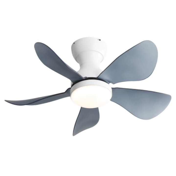 Mennyezeti ventilátor világítással, 29", távirányítóval, memória funkcióval, előre és hátra forgással, időzítővel, 35 W, szürke és fehér