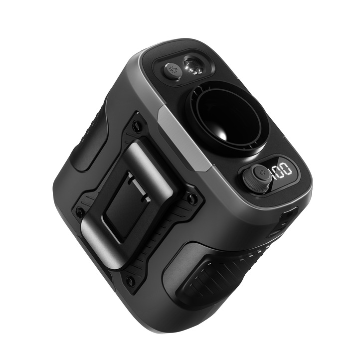 Nagy sebességű hűtő ventilátor, fokozatmentes sebességszabályozással, LED lámpával, kültéri tevékenységekhez alkalmas, 6000mAh, fekete