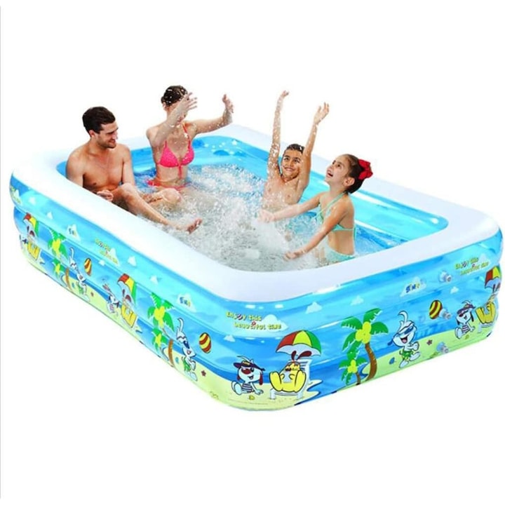 Piscina Gonflabila pentru Familie, Copii, 305cm, Rectangulara, Brivoo®, Usor de umflat si dezasamblat