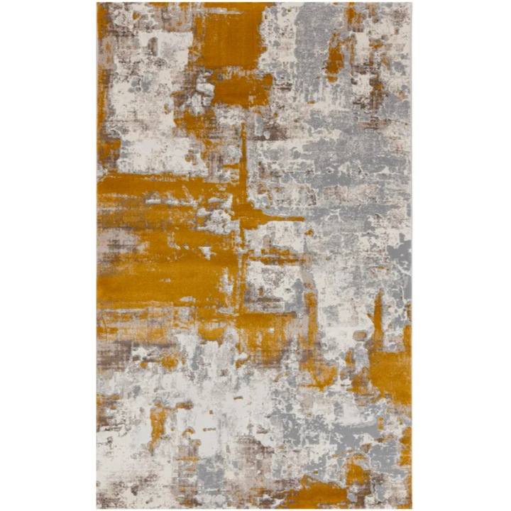 Covor modern, bej galben mustar, model nou pete 200/300