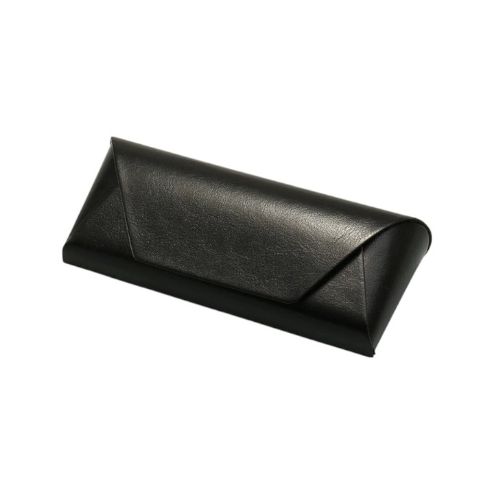 Toc ochelari de soare sau de vedere, culoare negru, imitatie piele, inchidere magnetica, unisex, portabil si ergonomic, interior catifea, design elegant, 16x6x4cm