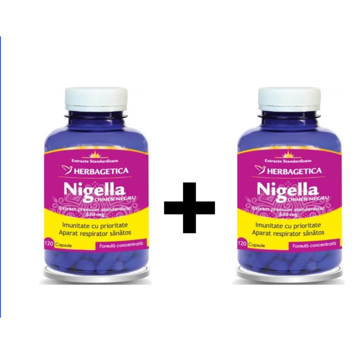 Nigella Sativa Herbagetica, Pachet 120 + 120 capsule – Imunitate, Digestie si Detoxifiere Naturala