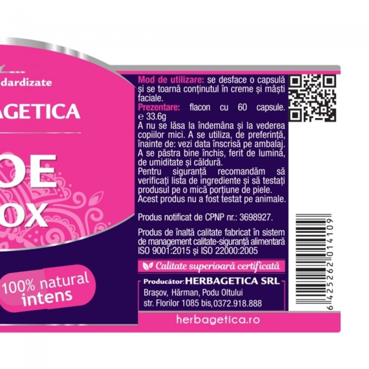 Aloe Ferox Herbagetica, Pachet 30 + 30 capsule  Detoxifiere intensa si  tranzit intestinal natural