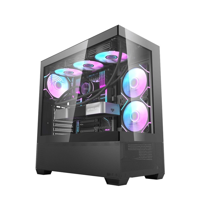 Darkflash ATX számítógépház, DS900 AIR fekete, USB-C DS900-AIR-BK
