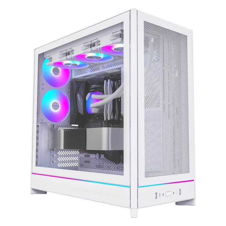 Компютърна кутия Montech кутия Case ATX - HS01 PRO (W) - 5 x 120 mm ARGB Fans, USB-C, White MONTECH-HS01-PRO-WH