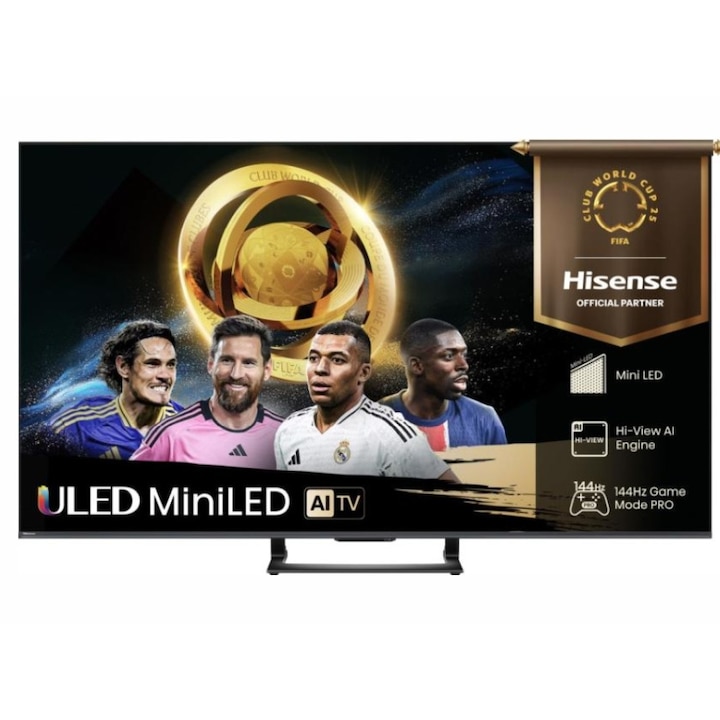 Телевизор Hisense 55" U7Q, 4K Ultra HD 3840x2160, ULED, FALD, Quantum Dot, 144Hz, IPS, HDR 10+, HLG, Dolby Vision IQ, Dolby Atmos, Smart TV, WiFi 5GHz, WiFi Direct, BT, Anyview Cast, 4xHDMI, 2xUSB, LAN, CI+, DVB-T2/C/S2, Black 55U7Q
