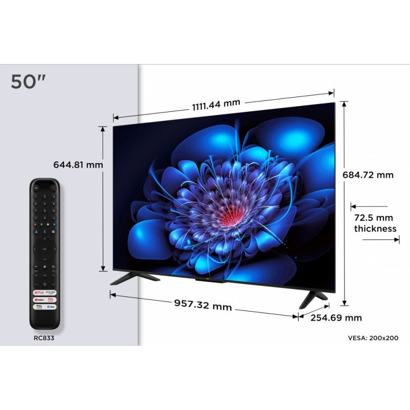 Televizor TCL 50 inch UHD 4K Android TV DVB Audio 2x10W HDR10 50P69K 50P69K