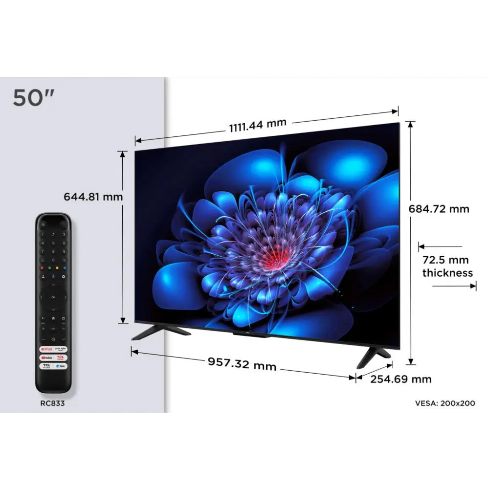 Televizor TCL 50 inch UHD 4K Android TV DVB Audio 2x10W HDR10