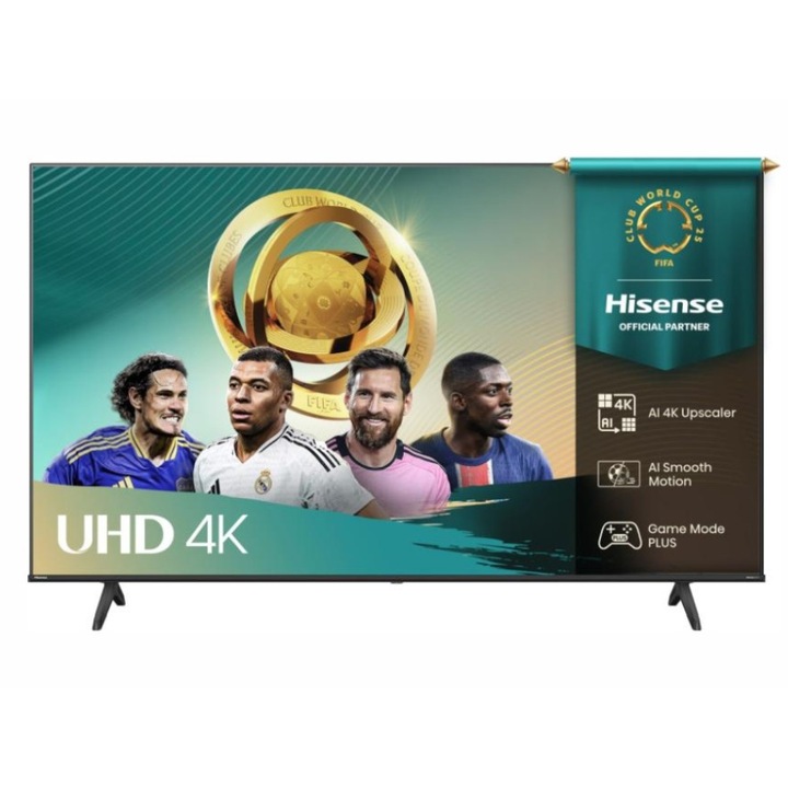 Televizor Hisense 43" A6Q, 4K Ultra HD 3840x2160, DLED, DFA, Precision Color, HDR 10+, HLG, Dolby Vision, senzor de lumina, Smart TV, WiFi, BT, AnyView Cast, mod Gaming, 1xHDMI2 eArc, 2xHDMI, 2xUSB, LAN, CI+, DVB-T2/C/S2, Negru 43A6Q