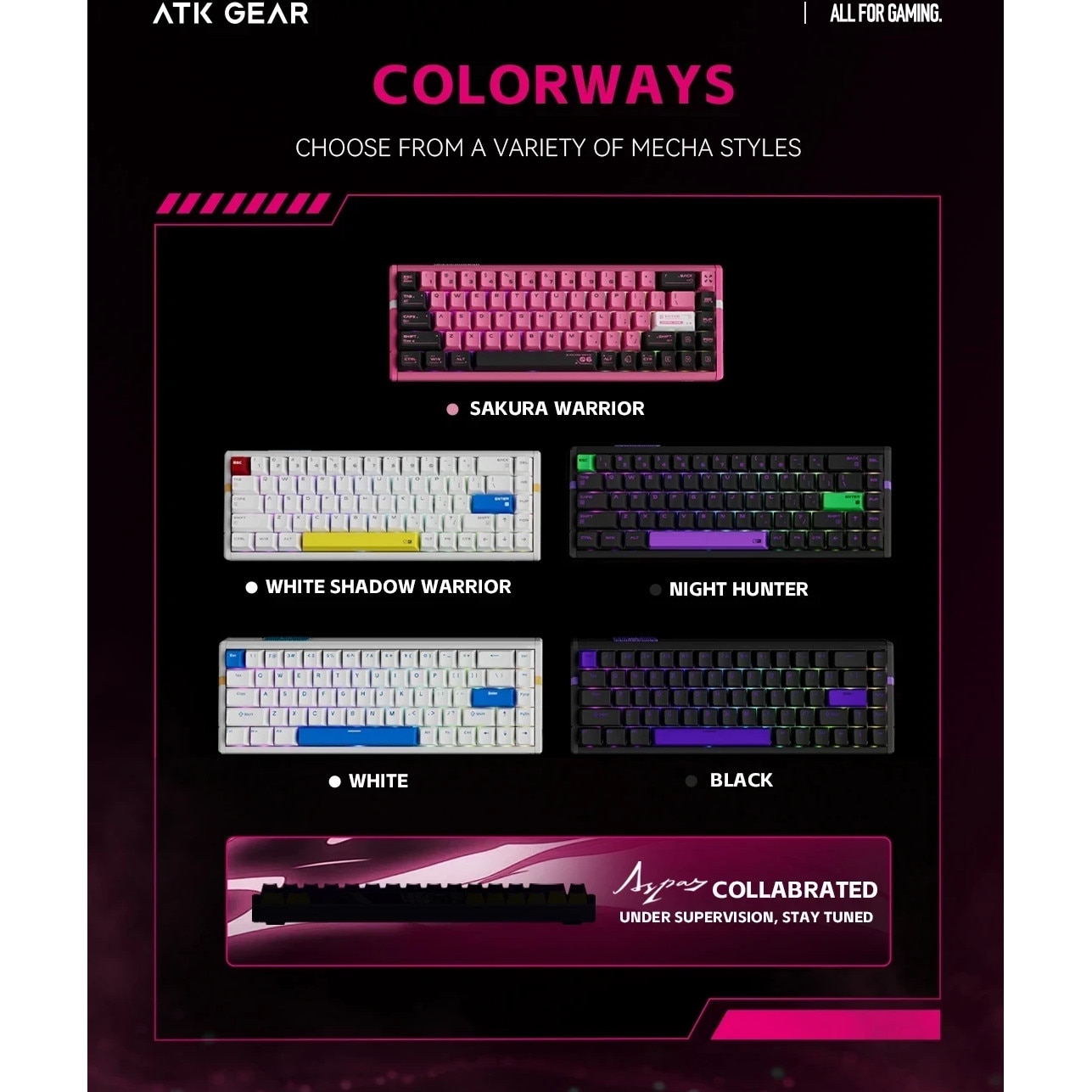 Tastatura magnetica de gaming ATK RS6 Ultra Sakura Warrior
