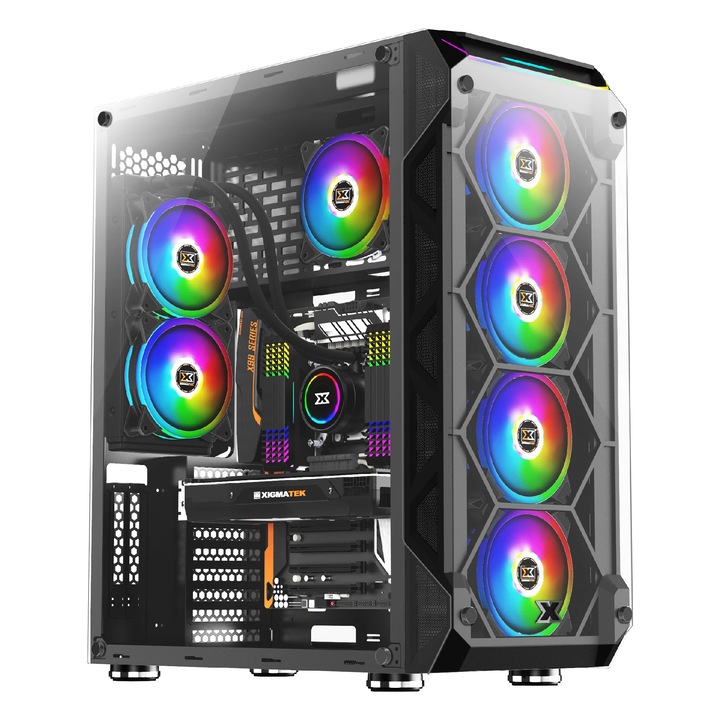Carcasa PC Sharkoon Night Shark RGB 4044951026258, Mini ITX, Micro ATX, SSI EEB, Extended ATX, SSI CEB, ATX, Negru