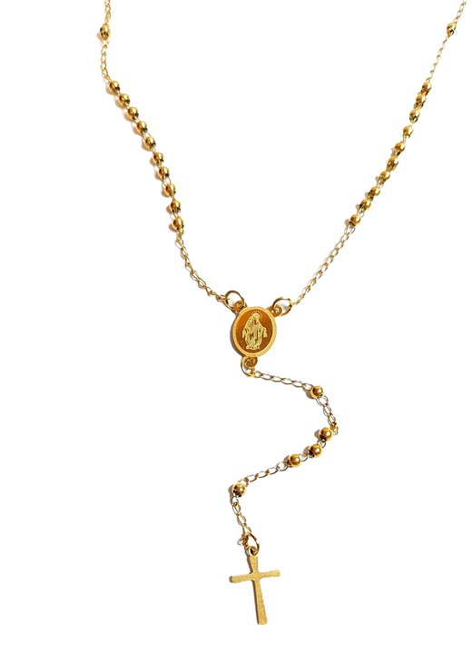 Vékony unisex nyaklánc kereszt medállal, aranyozott, arany