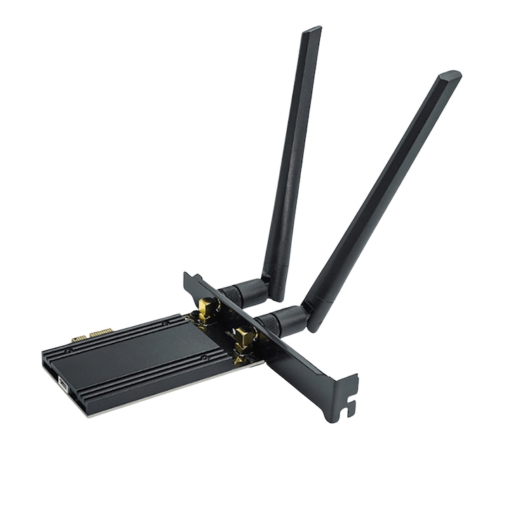 Placa Retea Wireless AX210 PCI-E WiFi 6E + Bluetooth 5.3, Intel Chipset, viteza pana la 5374Mbps, Triple Band 2.4GHz/5GHz/6GHz, MU-MIMO, Compatibil Windows 10/11 si Linux, RiKbo®