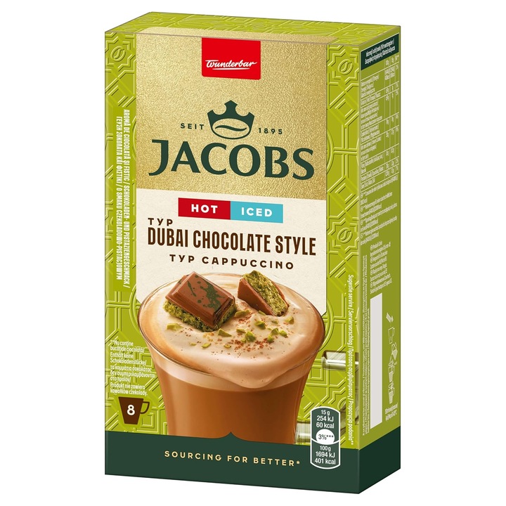 Jacobs, Разтворим горещ шоколад, с аромат на шам фъстък, 120гр
